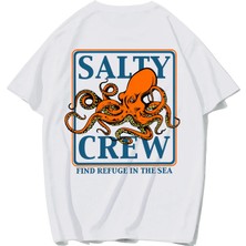 Brz Collection Unisex Oversize Octopus T-Shirt (Beyaz)