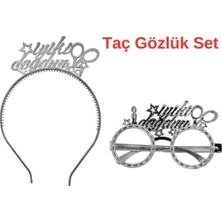 St. Morritz Gümüş Iyiki Doğdun Tac Gözlük Seti Iyiki Doğdun Parti Aksesuar Taç Gözlük