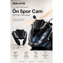 Sulaite Pcx Ön Spor Cam Pcx Ön Cam T Spor Cam Pcx Rüzgarlık 2021-2024 Uyumlu Premium Aerodinamik 2 Çift Cam Flaplı