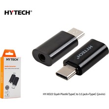 Hytech HY-XO23 Siyah Typec To 3.5 Jack+Typec Plastik Çevirici