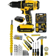 St. Morritz Japon Technology 58V8AH Lion Çift Akülü Turbo Şarjlı Matkap C-23 99 Parça Setli