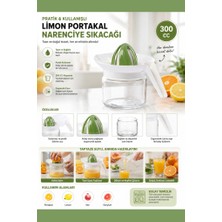 Flora Cam Hazneli Pratik Narenciye Sıkacağı, Limon Portakal Greyfurt Sıkacağı 300 ml