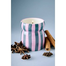 Anthropologie Paddywax Cabana Tarçın ve Karanfil Çizgili Seramik Mum