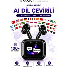 Ryan Dil Çevirici Kulaklık Anlık Çeviri Akıllı Ekranlı Yapay Zeka Destekli Gerçek Zamanlı Çeviri