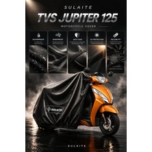 Sulaite Motosiklet Brandası Tvs Jupiter Motor Brandası Su Geçirmez Uv Koruma Kalın Kumaş Motor Örtüsü Siyah