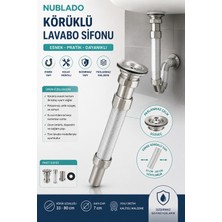 Nublado Körüklü Lavabo Sifonu 33-80 cm – Esnek Uzatılabilir Hortum, Paslanmaz Çelik Süzgeçli Lavabo Gider