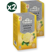 Ahmad Tea Limon ve Zencefil Karışık Bitki Meyve Çayı 20\'li 2\'li Ekonomik Paket – Toplam 40 Poşet Çay