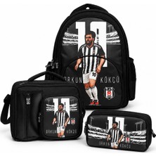 Beşiktaş Lisanslı Orkun Kökçü 10 Numara 3'lü Okul Çantası Seti - Okul Çantası, Beslenme Çantası ve Kalem Çantası