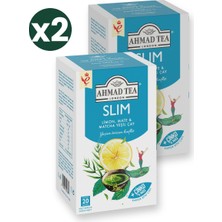 Ahmad Tea Slim Limon, Mate ve Matcha Yeşil Çay Karışımı 20\'li 2\'li Ekonomik Paket – Toplam 40 Poşet Çay
