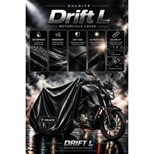 Sulaite Motosiklet Brandası Mondial Drift-L Su Geçirmez Uv Koruma Kalın Kumaş Motor Örtüsü Siyah