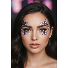 St. Morritz Lila Renk Kristal Kesim Kalpli Yüz Taşı Makyaj Aksesuar Face Gems