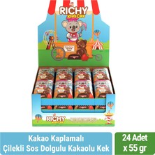Bifa Richy Kaplamalı Çilekli Sos Dolgulu Kakaolu Kek 55 gr x 24 Adet