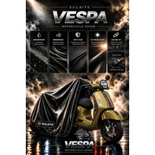 Sulaite Motosiklet Brandası Vespa Gts Motor Brandası Su Geçirmez Uv Koruma Kalın Kumaş Motor Örtüsü Siyah