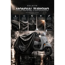 Sulaite Motosiklet Brandası Mondial Turismo Motor Brandası Su Geçirmez Koruma Kalın Kumaş Motor Örtüsü Siyah
