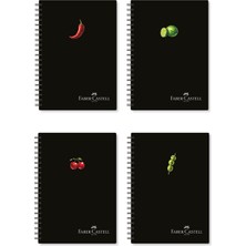 Faber-Castell Karton Kapak, Disco Meyveler Defter,100 Yaprak,Çizgili,80 gr Kağıt,Siyah Spiral