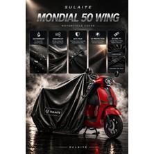 Sulaite Motosiklet Brandası Mondial 50 Wing Motor Brandası Su Geçirmez Koruma Kalın Kumaş Motor Örtüsü Siyah