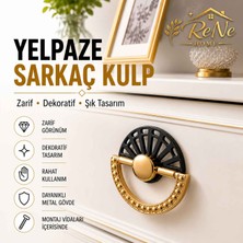 Rene Home Lüks Yelpaze Sarkaç  Mobilya Kulpu Siyah Altın Dolap Çekmece Şifonyer Kulpu