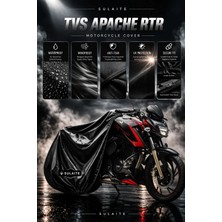 Sulaite Motosiklet Brandası Tvs Rtr Motor Brandası Su Geçirmez Uv Koruma Kalın Kumaş Motor Örtüsü Siyah