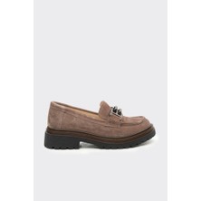 Derinet Hakiki Deri Tokalı Kadın Loafer