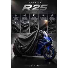 Sulaite Motosiklet Brandası Yamaha R25 Motor Brandası Su Geçirmez Uv Koruma Kalın Kumaş Motor Örtüsü Siyah