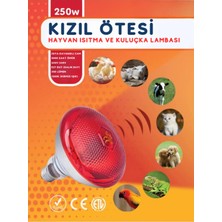 250W Kızılötesi (Infrared) Isıtıcılı Hayvan Isıtma ve Kuluçka Lambası (Kırmızı Işık) E27 (Kalın Duy) ( Lisinya )