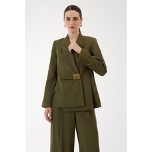 Ella Dizayn Gold Kabartma Toka Detaylı Kruvaze Ceket Pantolon Takım EL-5007
