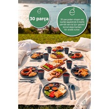 Evonita Piknik Seti 30 Parça Piknik Seti – Silindir Çantalı Kamp, Plaj, Bahçe, Doğa Yürüyüşü