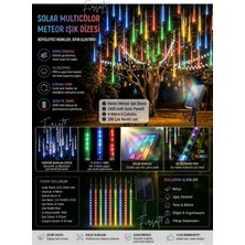 Meteor LED Rgb Renkli Güneş Enerjili Solar Meteor Kayan LED 8 Tüp Ağaç Bahçe Aydınlatma Rgb