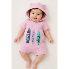 Baby Hola Kapüşonlu Ocean Baskılı Kısa Kollu Unisex Bebek Tulum 10231
