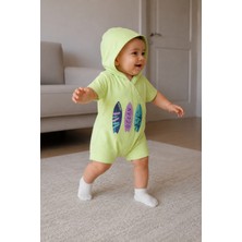 Baby Hola Kapüşonlu Ocean Baskılı Kısa Kollu Unisex Bebek Tulum 10231
