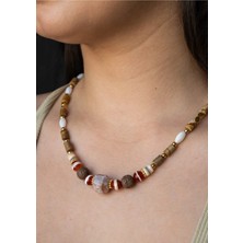 Serenite Collection Artiel Sedef Tibet ve Akik Taşı Kolye