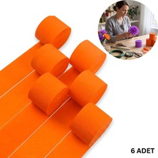 Roco Paper Co. Turuncu Şerit Krapon Kağıdı Rulosu, Çiçek Yapım, El Işi Süsleme Kağıdı, 6 Adet, 4.5 cm x 22 Metre