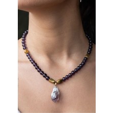 Serenite Collection Hematit ve Ametist Taşı Kolye
