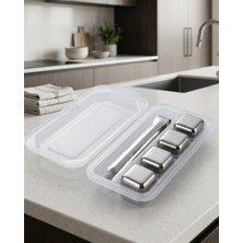 Yeniden Kullanılabilir Çelik Buz Taşı Seti Içecek Soğutucu Küpler Kutulu - Lisinya