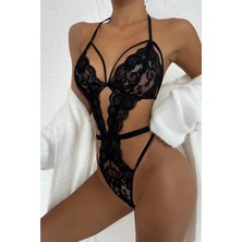 Lisinya Şık Siyah Dantelli Babydoll Gecelik TM1297