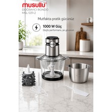 Musullu MSL-1231-2 Meat Max 2+2 Litre Geniş Hazneli Doğrayıcı Rondo - Çırpma & Sarımsak Soyma Aparatlı 1000W