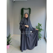 Yüsra Collection Tesettür Ayrobin Elbise ve Uzun Boy 3 Katlı Sufle 2'li Takım