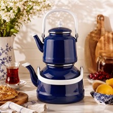 Alev Emaye Emaye Çaydanlık Takımı 3 Parça – 1,1 L + 2,5 L – Alt Kapaklı, Şık ve Dayanıklı