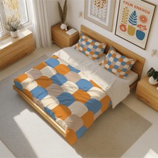Luvis Store Retro Arches - Geometrik Desenli Çift Kişilik Hibrit Nevresim Takımı - Çarşafsız