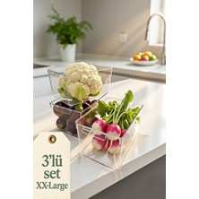 Evonita 3' Set Xx-Large Şeffaf Buzdolabı Düzenleyici Saklama Kutusu Sebze Meyve Organizer