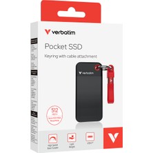 Verbatim 512GB Pocket Mini Taşınabilir SSD USB 3.2 - 1000MB/S-1000MB/S Siyah/kırmızı Kablo Dahil (32284)