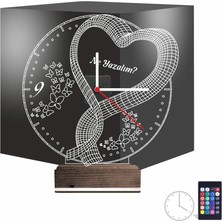 Luvivia Sevgiliye Hediye Kalp Tasarım Kişiye Özel Saatli 3D Lamba - Masa Gece Lambası