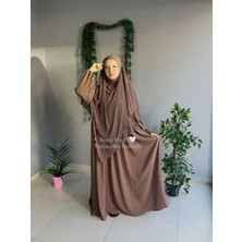 Yüsra Collection Tesettür Ayrobin Elbise ve Uzun Boy 3 Katlı Sufle 2'li Takım