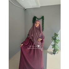 Yüsra Collection Tesettür Ayrobin Elbise ve Uzun Boy 3 Katlı Sufle 2'li Takım