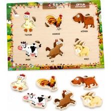 W-Design Eva Eğitici Bul Tak Puzzle Çiftlik Hayvanları Montessori Zeka ve Motor Beceri Geliştirici Oyuncak