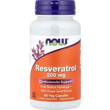 Now Foods Resveratrol Grape Seed Extract Antioxidants Brain & Cognitive 200 Mg 60 Veg Caps