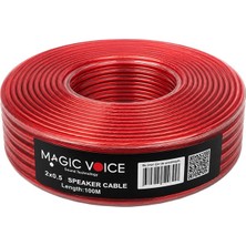 Enco Store Magicvoice MV-29553 2X0.50MM Siyah Şeffaf Kırmızı Çizgili 100 Metre Cca Hoparlör Kablosu