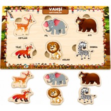Maketçiniz Ahşap+Eva Eğitici Bul Tak Puzzle Vahşi Hayvanlar Montessori Zeka ve Motor Beceri Geliştirici Oyuncak
