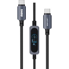 Lenyes LC572 Tft Ekranlı Type-C To Type-C Data ve Şarj Kablosu 240W 1.2m Siyah