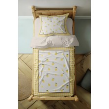 Luvis Store Sweet Lemonade - Limon Desenli Tek Kişilik Hibrit Nevresim Takımı - Çarşafsız